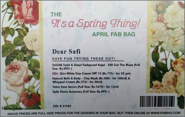 April Fab bag 2016 Card