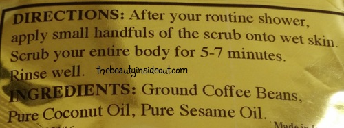 Skin Yoga Coffee Body Scrub Usage and Ingredients