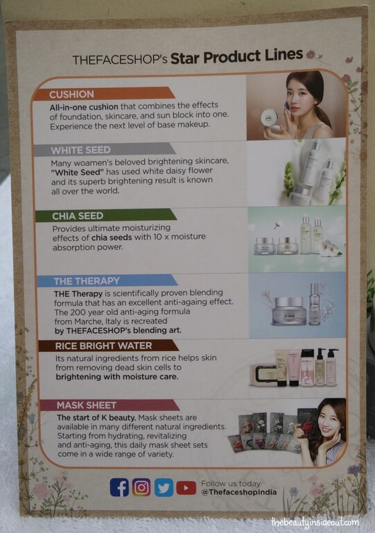 The Face Shop Experience Kit Product Lines