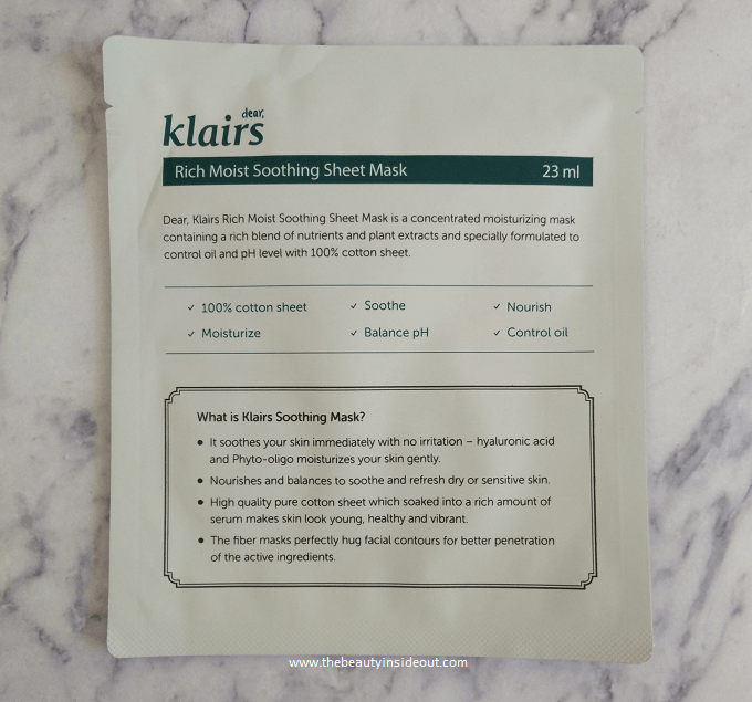 Klairs Rich Moist Soothing Sheet Mask