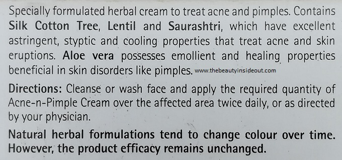 Himalaya Acne-n-Pimple Cream Description Claims
