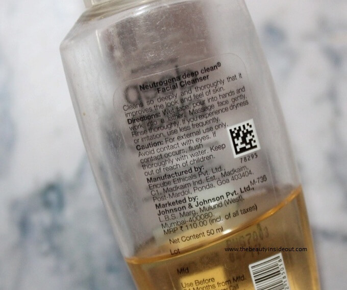 Neutrogena Deep Clean Facial Cleanser Product Details