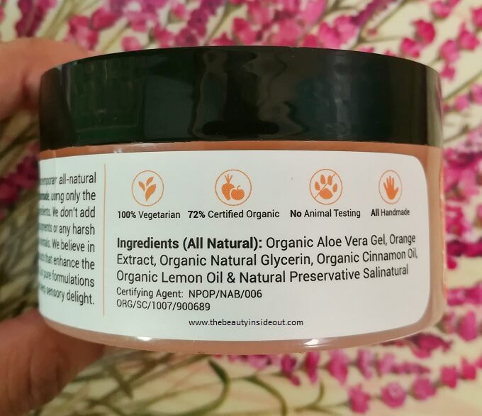 Naturma Hydrating Cinnamon & Orange Gel Ingredients