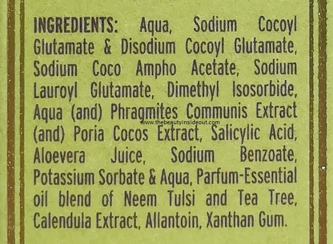 Kama Ayurveda Anti Acne Cleansing Foam Ingredients