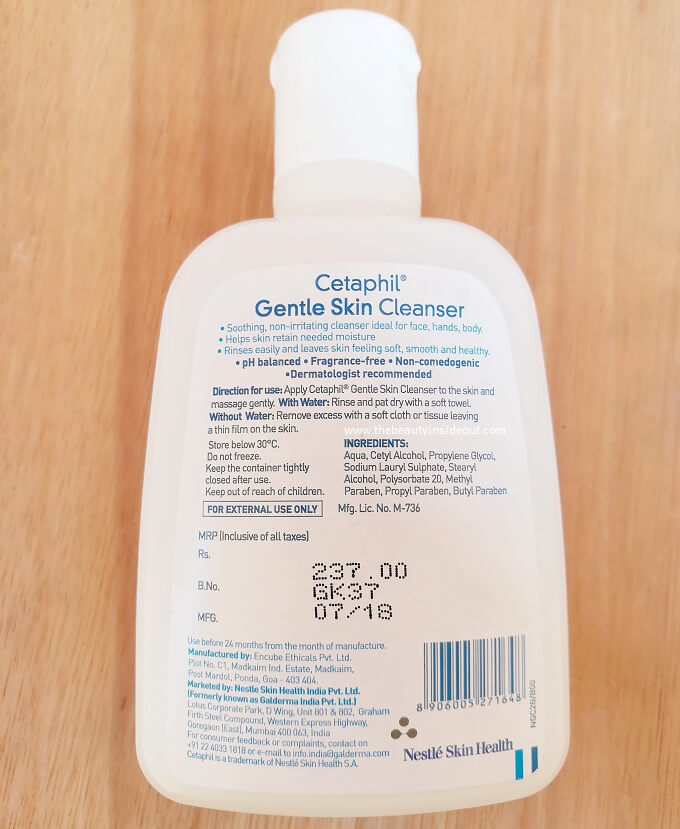 Cetaphil Gentle Skin Cleanser Ingredients