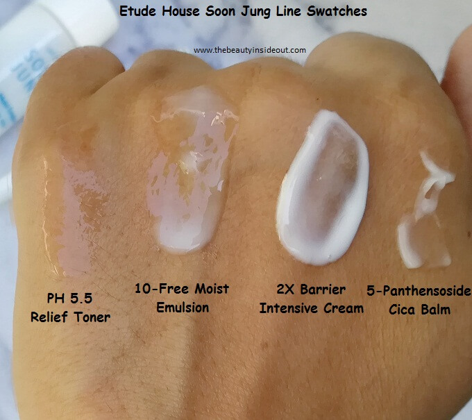 Etude House Soon Jung Line Product Swatches