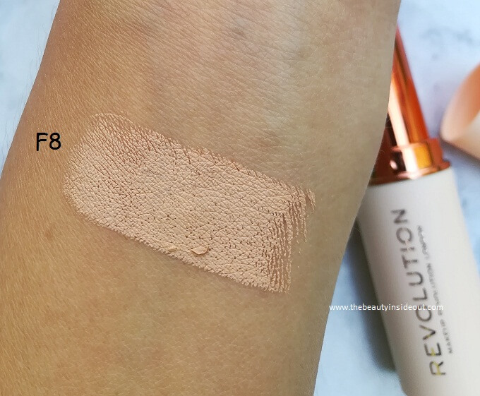 Makeup Revolution Fast Base Stick Foundation F8 Swatch