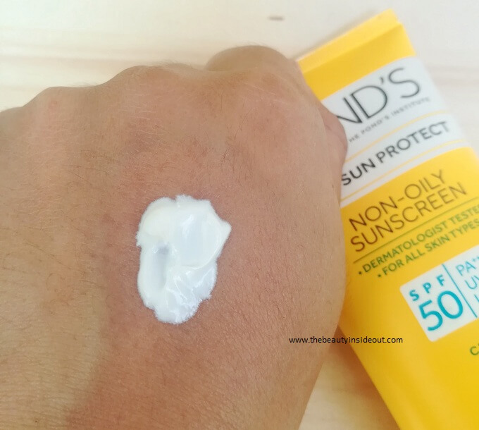 Ponds Non Oily Sunscreen Swatch