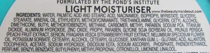Ponds Light Moisturizer Ingredients