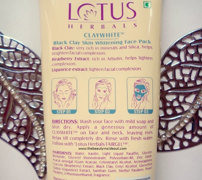 Lotus Herbals Claywhite Black Clay Skin Whitening Face Pack Review