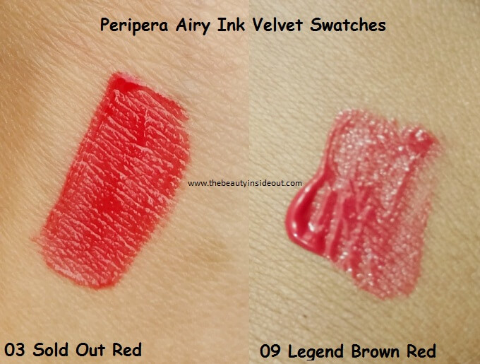 Peripera Ink Airy Velvet Swatches 