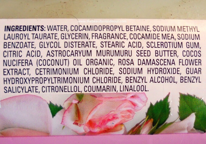 Love Beauty and Planet Murumuru Butter & Rose Aroma Body Wash Ingredients