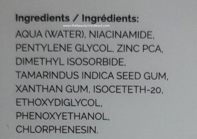 The Ordinary Niacinamide 10 + Zinc 1 Ingredients