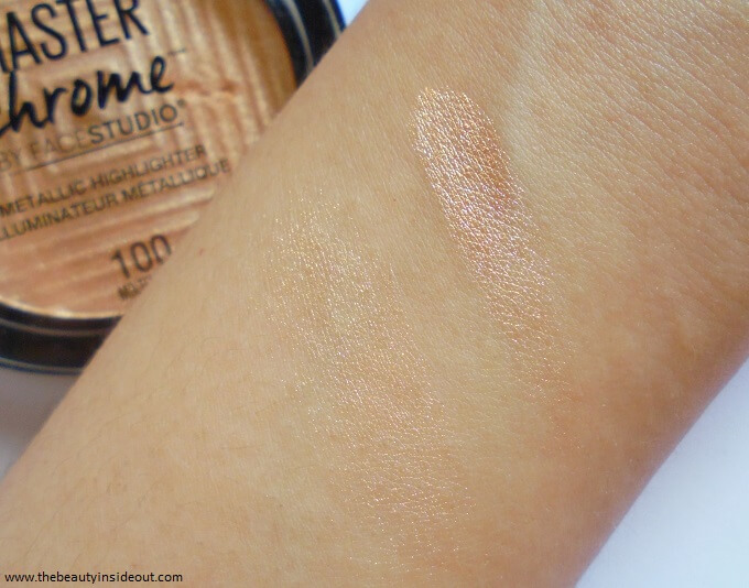 Maybelline Master Chrome Metallic Highlighter Molten Gold Swatches