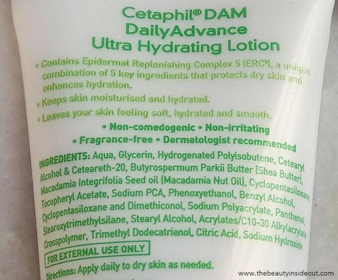 Cetaphil DAM Daily Advance Ultra Hydrating Lotion Ingredients