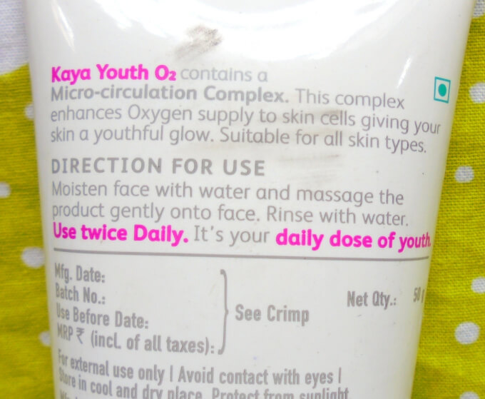 Kaya Youth Face Wash Product Claims