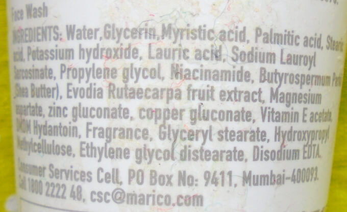 Kaya Youth Face Wash Ingredients
