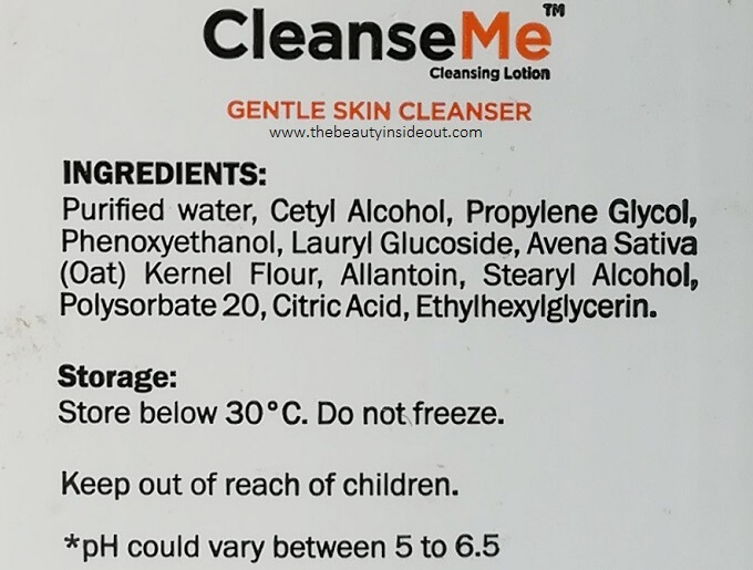 CleanseMe Cleanser Ingredients