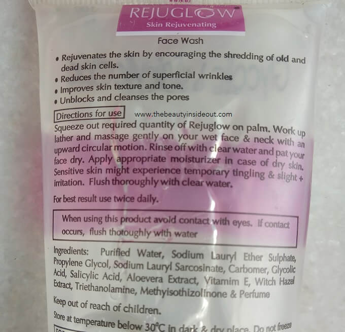 Rejuglow Face Wash Ingredients