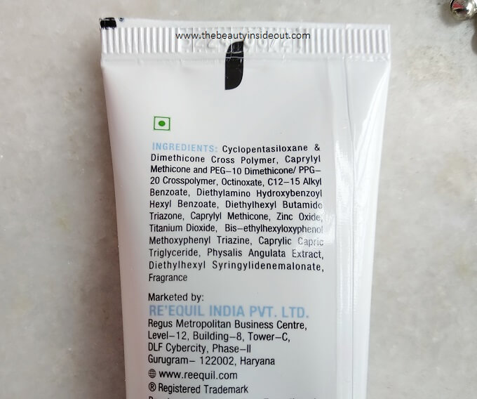 Re'equil Sunscreen Ingredients