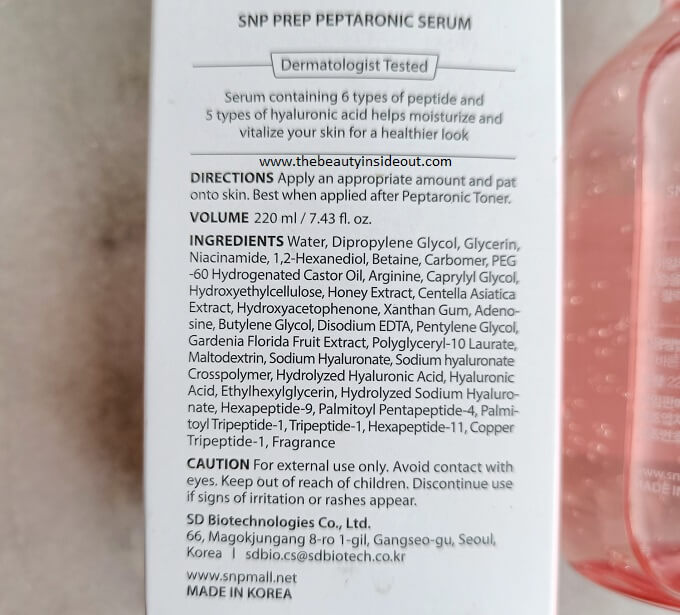 SNP Prep Peptaronic Serum Ingredients