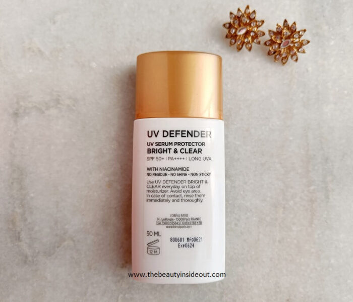 L’Oreal Paris UV Defender Sunscreen BackCover