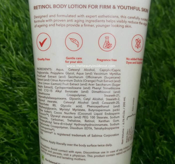 Active Topicals Retinol Body Lotion Ingredients