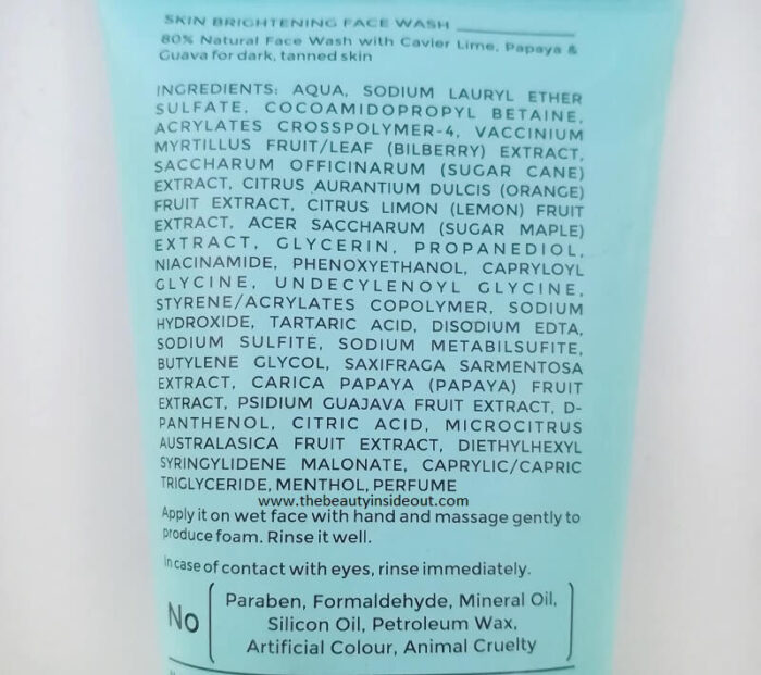 Brillare Face Wash Ingredients