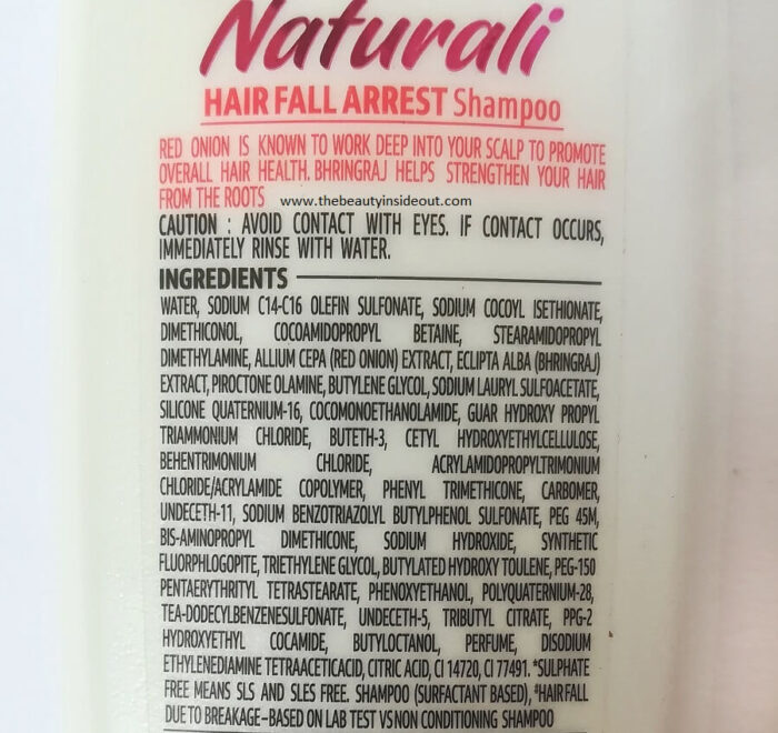 Naturali Shampoo Ingredients