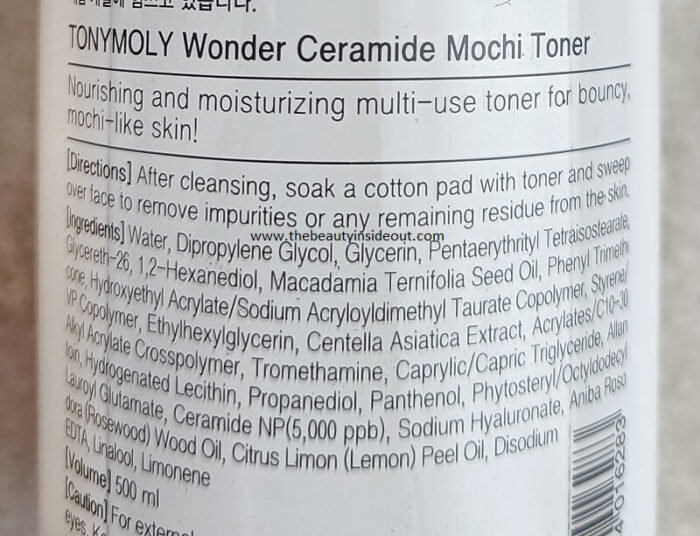 TonyMoly Wonder Ceramide Mochi Toner Ingredients