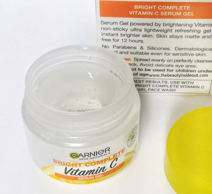 Garnier Vitamin C Serum Gel in the tub
