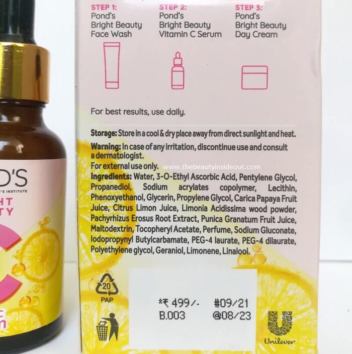 Ponds Vitamin C Serum Ingredients