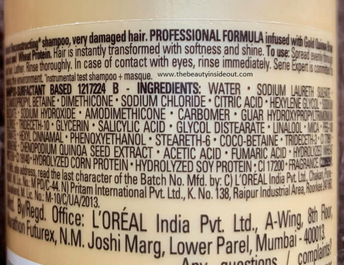 L’Oreal Professionnel Absolut Repair Shampoo Ingredients