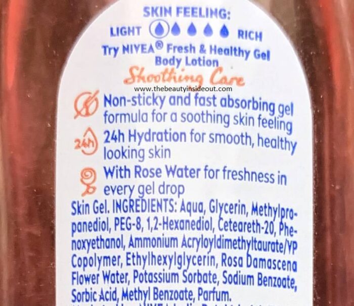 Nivea Gel Body Lotion Rose Water Ingredients
