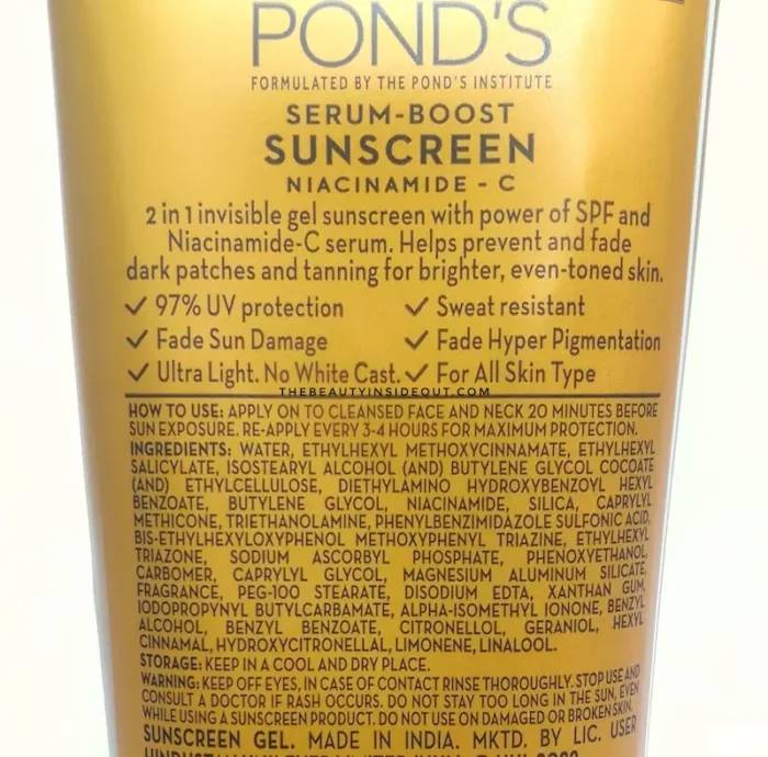 Ponds Serum Boost Sunscreen Ingredients