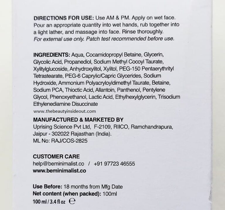 Minimalist Glycolic Acid Face Wash with ALA For Brightening Review