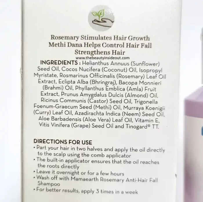 Mamaearth Rosemary Oil Ingredients